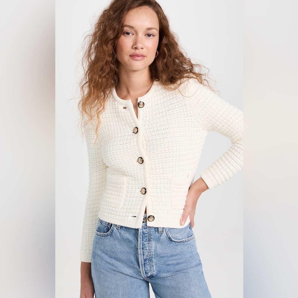 ba&sh Cream Button-Up Cardigan